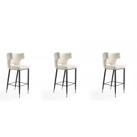 Manhattan Comfort 3-BS011-CR Holguin 41.34 in. Cream, Black and Gold Wood Barstool (Set of 3)